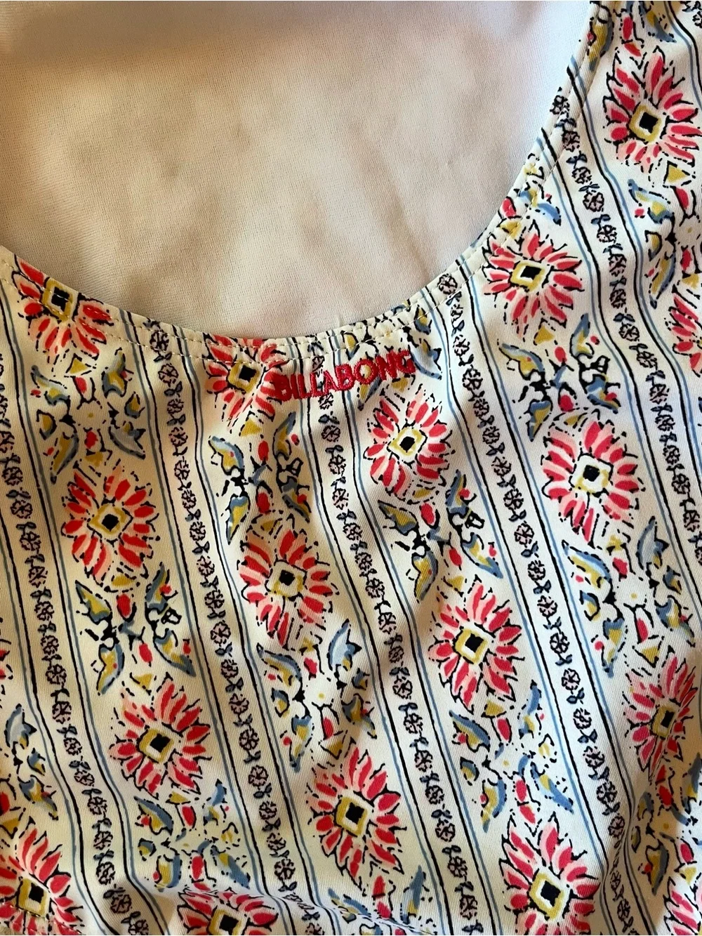 Billabong Cream Paisley Halter One-Piece Swimsuit